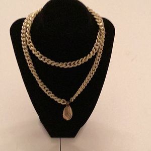 Textured Gold Tone Chain with Attached Bauble